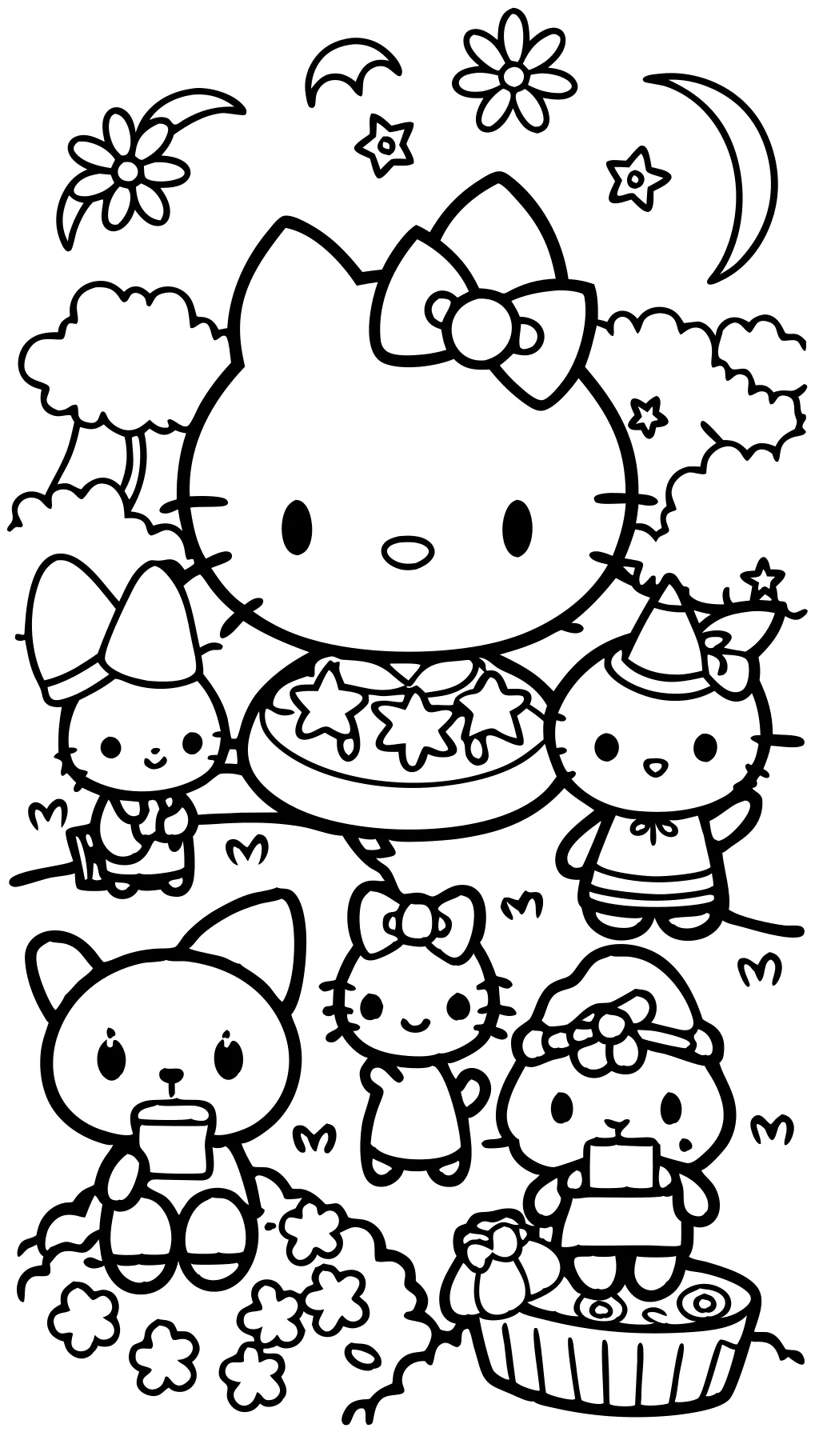 Paginas para colorear para colorear de los personajes de Sanrio